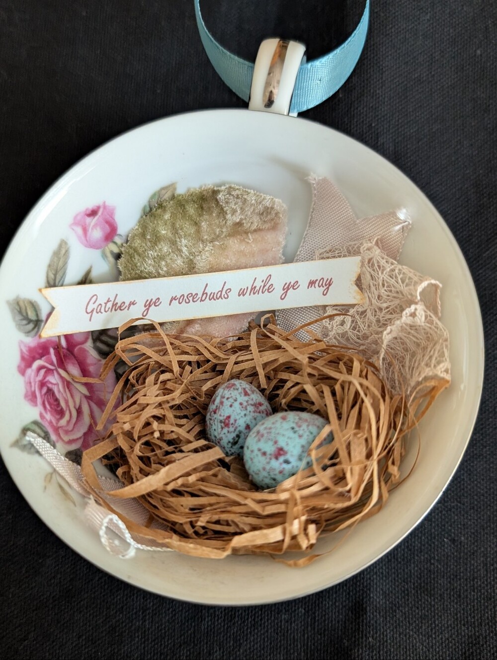 Cottagecore Vintage Look Decor Altered Teacup Wall Decor Carpe Diem